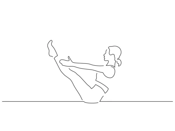 Женщина Практикует Йогу Рисует Линии Рисует Векторные Иллюстрации Спортивная Коллекция — стоковый вектор