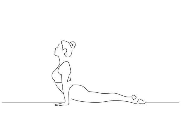 Femme Pratiquant Yoga Dessin Ligne Isolé Conception Illustration Vectorielle Collection Graphismes Vectoriels