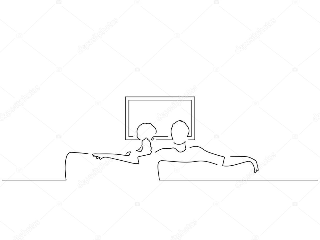 People at home isolated line drawing, vector illustration design.