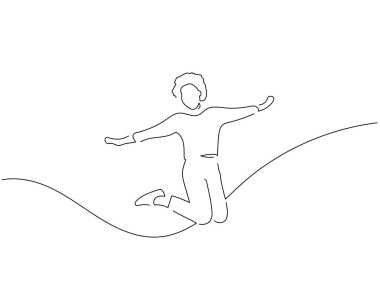 Tam boy insan izole edilmiş çizgi çizimi, vektör illüstrasyon tasarımı.