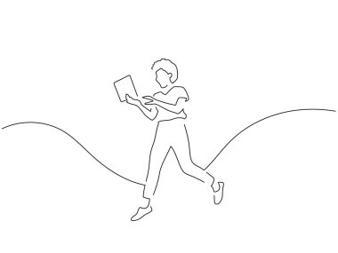 Tam boy insan izole edilmiş çizgi çizimi, vektör illüstrasyon tasarımı.