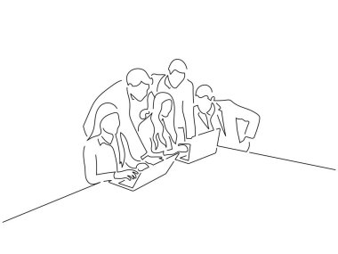 Takım çalışması çizimi, vektör illüstrasyon tasarımı.