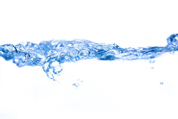 Vattnet Stänk Och Luftbubblor Vit Bakgrund Isolera Bilden — Stockfoto