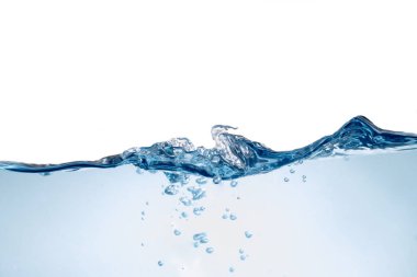 Mavi su dalgası ve kabarcıklar. Temiz içme suyu.