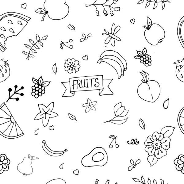 Modèle Fruits Vectoriels Fruits Fond Sans Couture — Image vectorielle