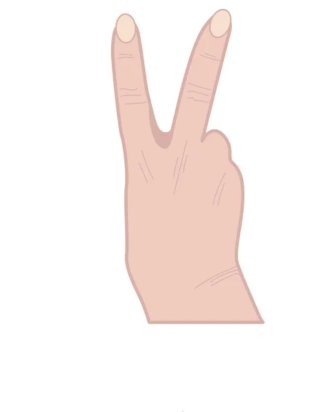 Hand Zeigt Siegeszeichen Mit Zwei Erhobenen Fingern Zeichen Für Sieg — Stockvektor