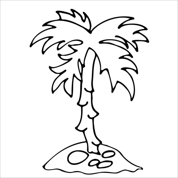Palmträdsiluett Handritad Illustration Doodle Stil Vektorillustration — Stock vektor