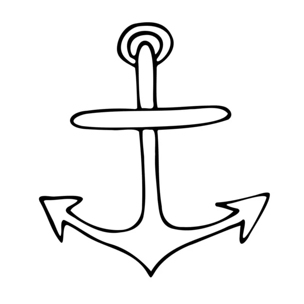 Anker Piraten Embleme Sommererholung Und Reisekonzept Handgezeichnete Illustration Doodle Stil — Stockvektor