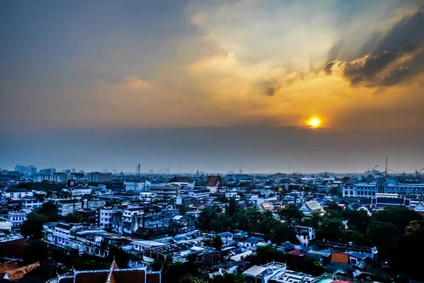 Bangkok Cityscape Sky Horizontal Line Background Golden Mountain Bangkok Thailand — Stock Photo, Image