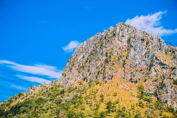 big mountain with clear blue sky