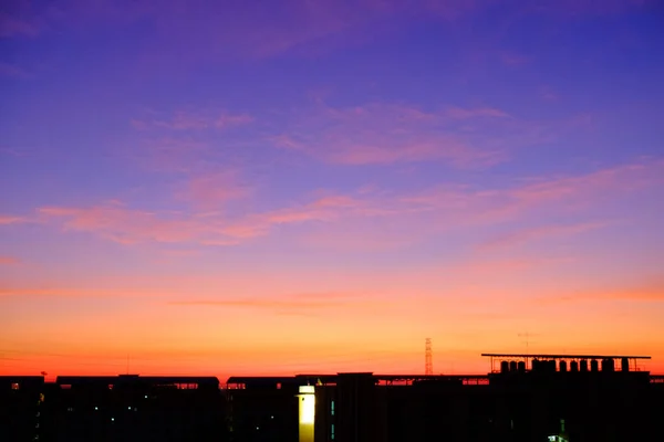 Sonnenuntergang Himmel Schatten Hintergrund Von Orange Bis Blau — Stockfoto
