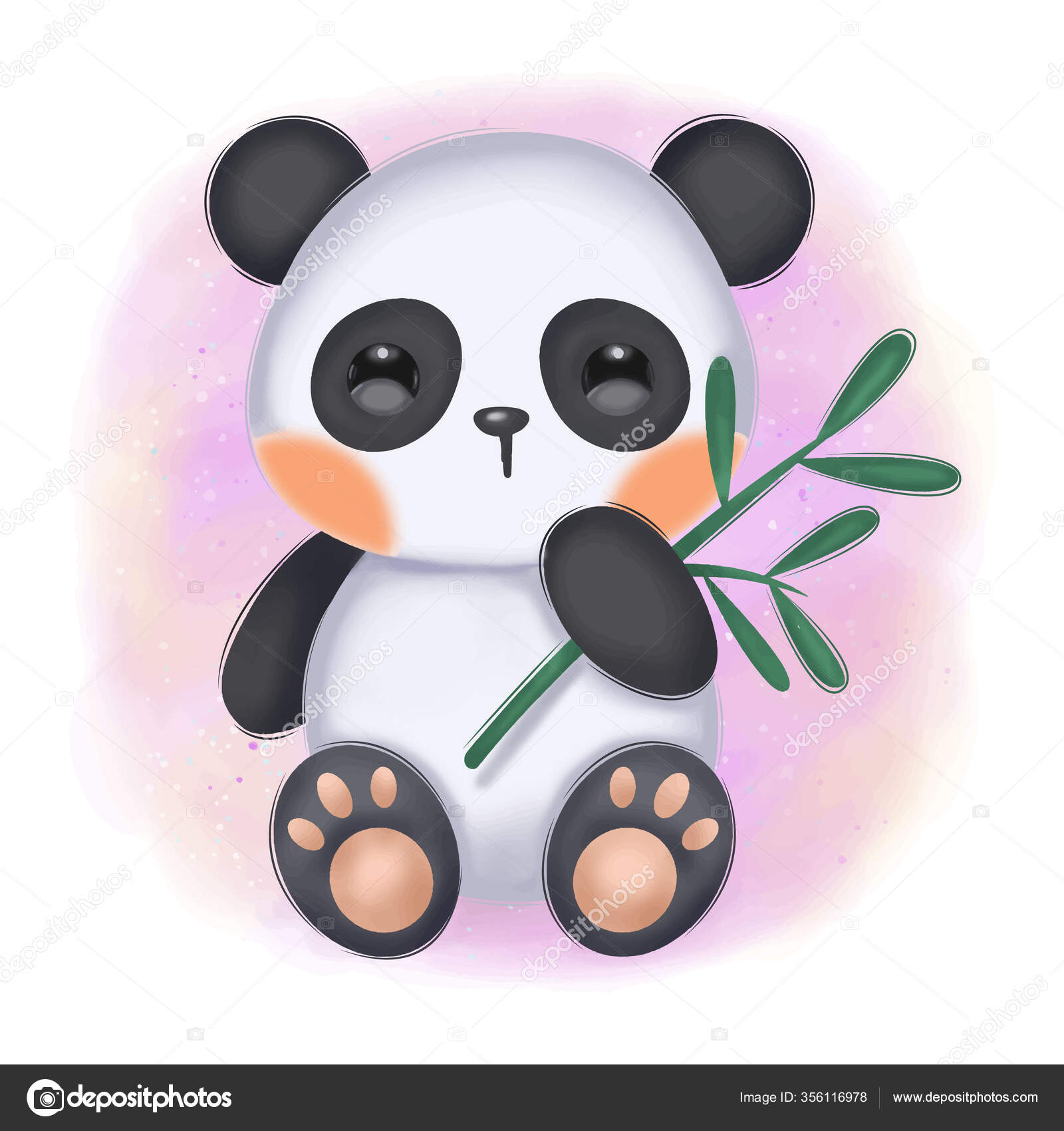 Kawaii panda, anime panda Stock Illustration