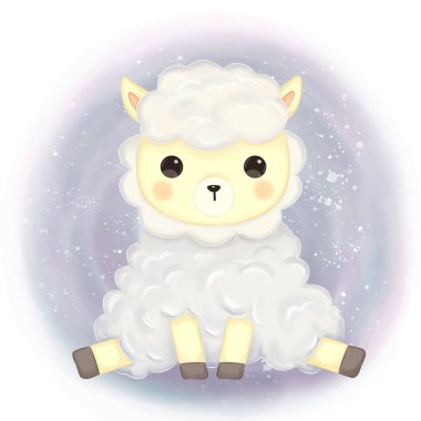 Şirin bebek kuzu çizimi, hayvan derlemesi, bebek duşu süslemesi, orman resmi, suluboya hayvan resimleri.
