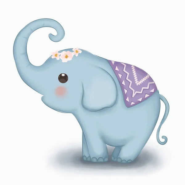 Entzückende Baby Elefant Illustration Tier Cliparts Baby Dusche Dekoration Wald — Stockvektor