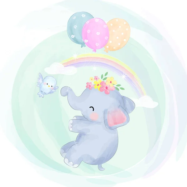 Bebê Elefante Ilustração Clipart Animal Bebê Chuveiro Decoração Floresta Ilustração —  Vetores de Stock