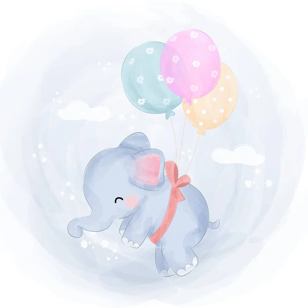 Elefante Animal De Maternidad Y Bebé Stock de ilustración - Ilustración de  nube, ducha: 176941810