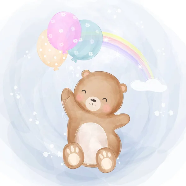 Adorable Niedźwiedź Ilustracja Kliparty Zwierząt Baby Shower Dekoracja Las Ilustracja — Wektor stockowy