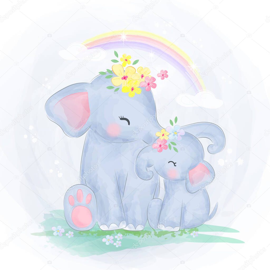 cute animals motherhood illustration, animal clipart, baby shower decoration, woodland illustration.