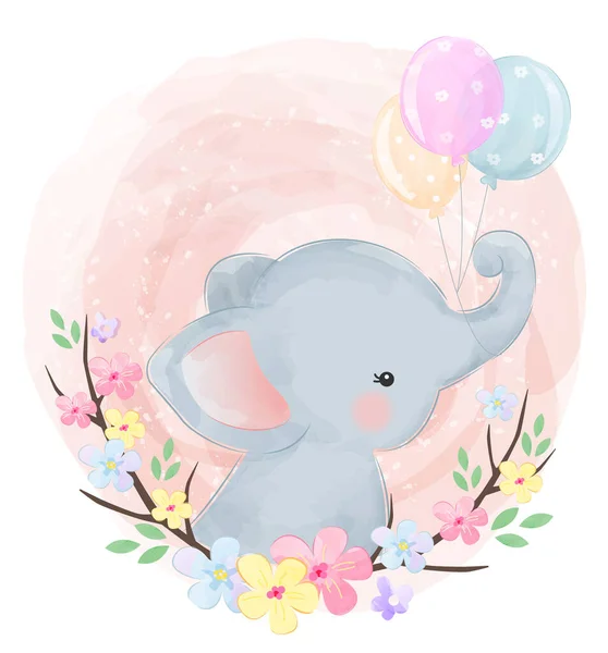 Acquerello Animale Illustrazione Animale Clipart Bambino Doccia Decorazione Bosco Illustrazione — Vettoriale Stock