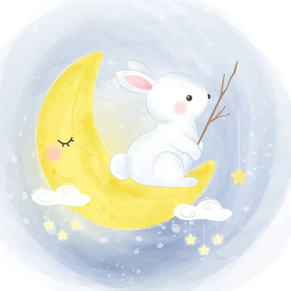 Niedlichen Kaninchen Illustration Tier Cliparts Baby Dusche Dekoration Wald Illustration — Stockvektor