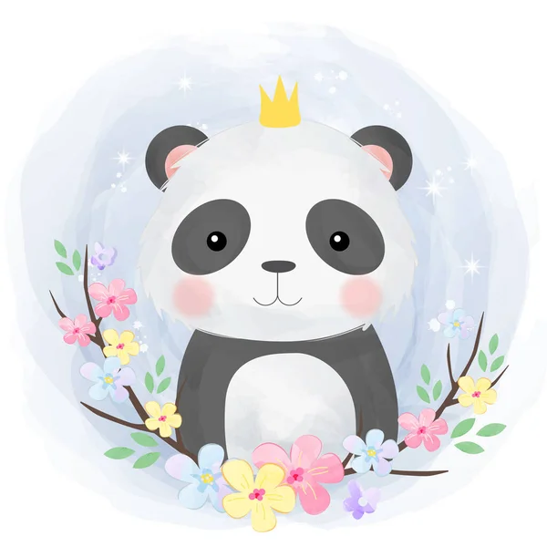 Illustration Panda Mignon Clipart Animal Décoration Douche Bébé Illustration Bois — Image vectorielle