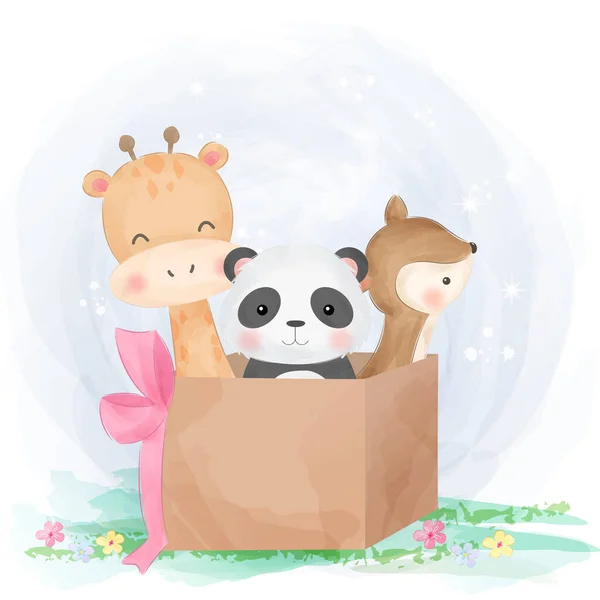 Ilustrație Drăguț Animal Clipart Animal Decorare Copil Duș Ilustrație Pădure — Vector de stoc