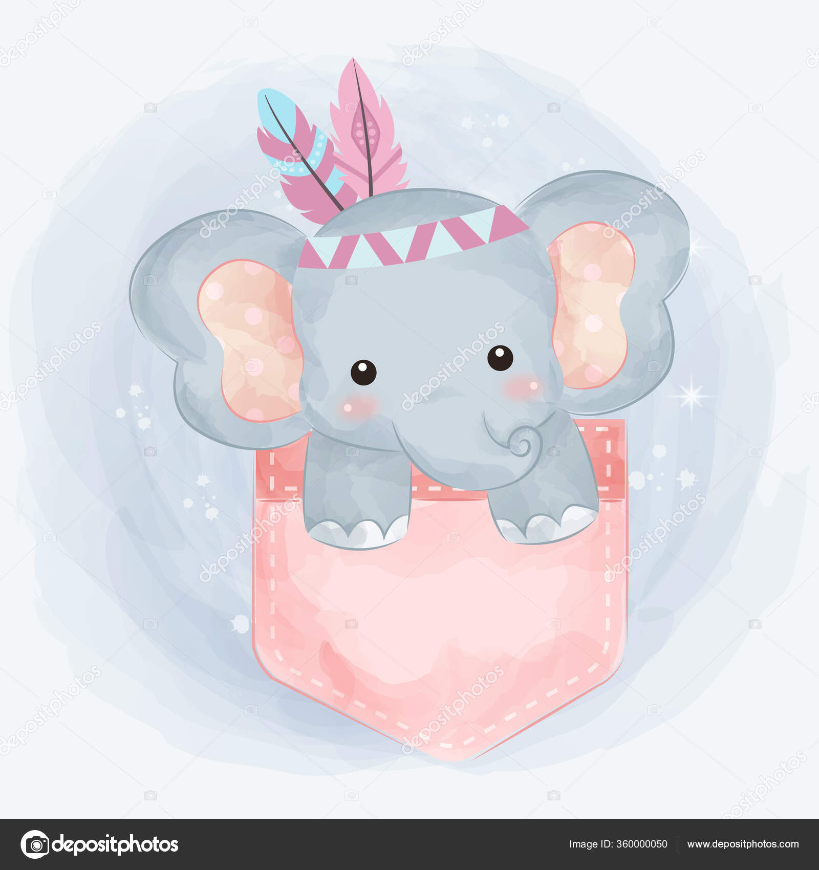 Cute Baby Elephant Illustration Animal Clipart Baby Shower ...