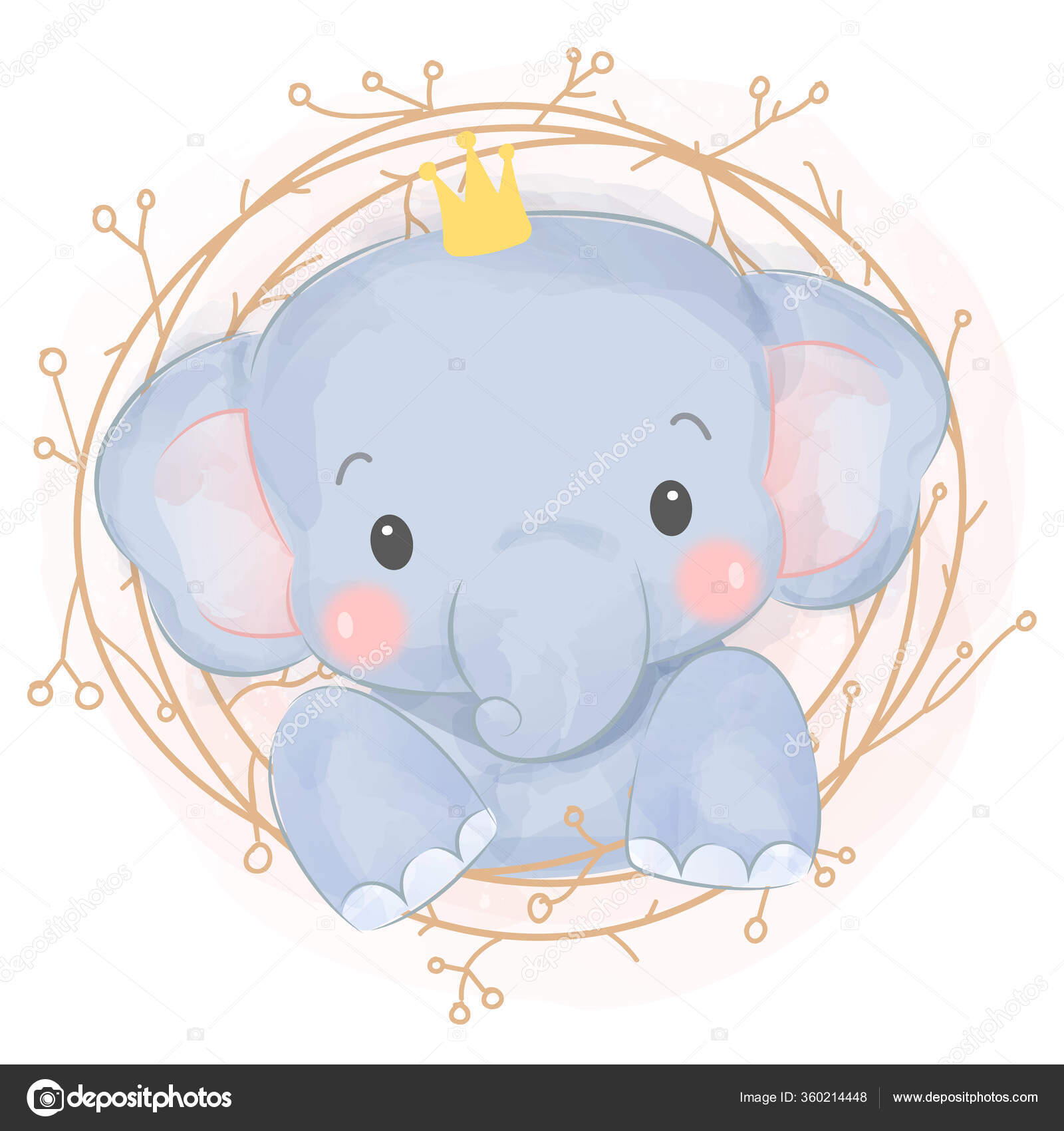 Baby Elephant Illustration Baby Shower Decoration Woodland Stock Illustration ©donna.studio88@gmail.com #360214448