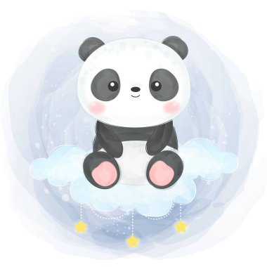 tapılası bebek panda illüstrasyonu, hayvan tırmanışı, bebek partisi süslemesi, orman illüstrasyonu.