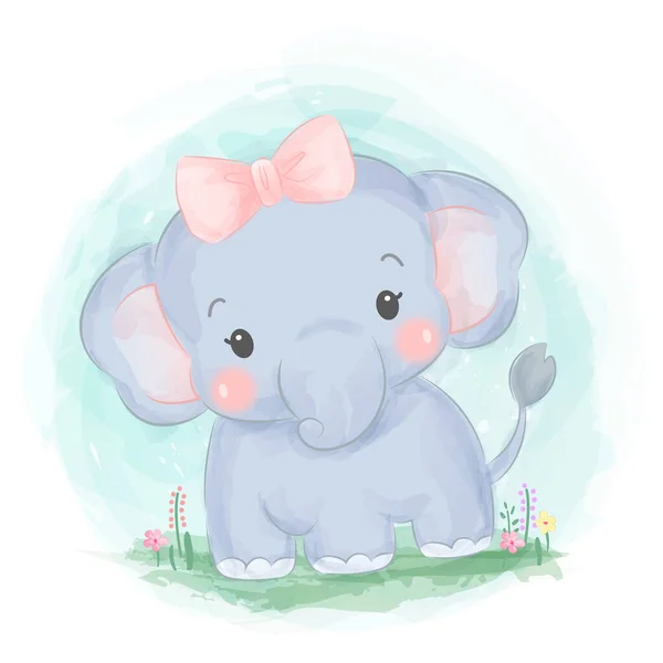 Lindo Elefante Bebé Ilustración Animal Clipart Decoración Ducha Del Bebé — Archivo Imágenes Vectoriales