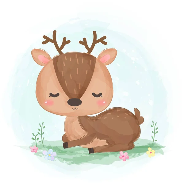 Adorable Illustration Chevreuil Clipart Animal Décoration Douche Bébé Illustration Bois — Image vectorielle