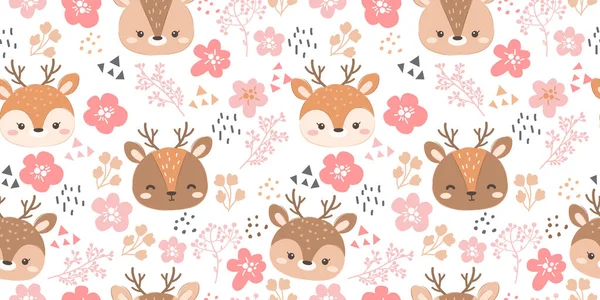Cartoon Animals Repeat Pattern Nursery Art Background Children Fabric Pattern — Stock Vector
