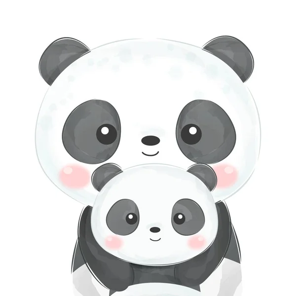 Niedlichen Panda Mutterschaft Illustration Tier Cliparts Baby Dusche Dekoration Wald — Stockvektor