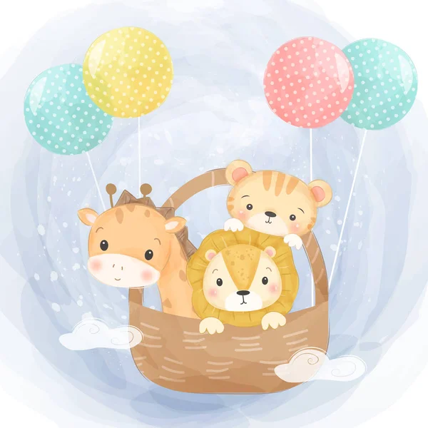 かわいい動物イラスト 動物クリップ ベビーシャワー装飾 森のイラスト — ストックベクタ