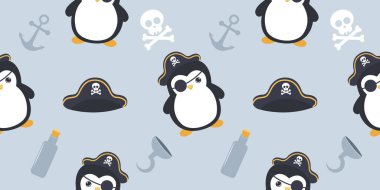 Penguen tekrarlanan şablon. Çocuk odası sanat geçmişi. Çocuk kumaşı deseni tasarımı.