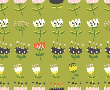 Çiçekler deseni tekrarlıyor. Güzel bir geçmişe dönüş. Işık arkaplan yüzeyindeki zarif kumaş desen tasarımı.