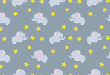 Fil tekrarlama kalıbı. Çocuk odası sanat geçmişi. Çocuk kumaşı deseni tasarımı.