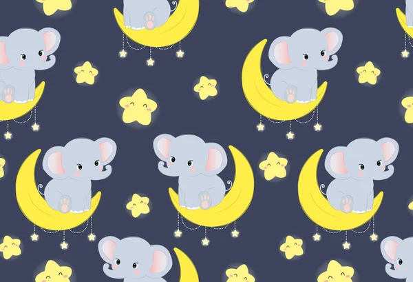 Elephant repeat pattern. Nursery art background. Children's fabric pattern design.