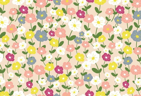 Blumen Textur Vektor Nahtlose Muster Ideal Für Frühling Und Sommer — Stockvektor
