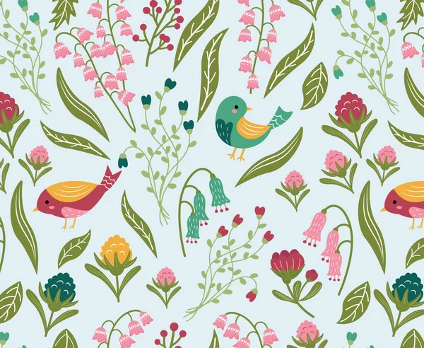 Flowers texture vector seamless pattern. Great for spring and summer wallpaper, backgrounds, invitations, packaging design projects. Surface pattern design.