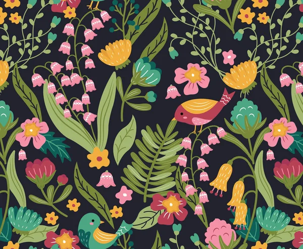 Flowers texture vector seamless pattern. Great for spring and summer wallpaper, backgrounds, invitations, packaging design projects. Surface pattern design.