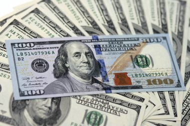 Para için. 100 dolar. Banknotlar.