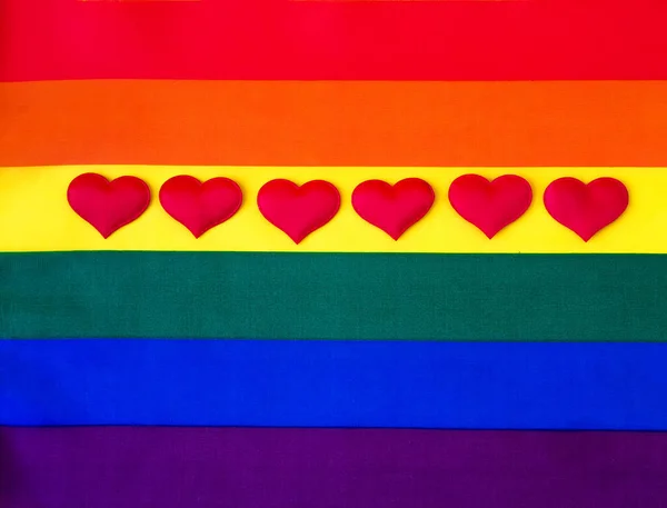 Lgbt Community Flag Sercami Dzień Valentine — Zdjęcie stockowe