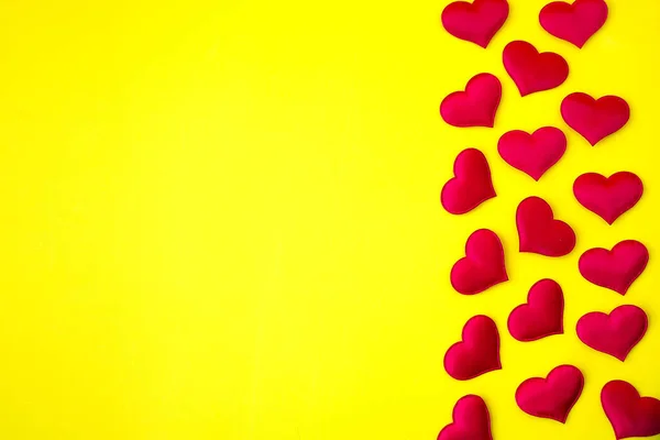 Red Heart Yellow Background Valentine Day — Stock Photo, Image