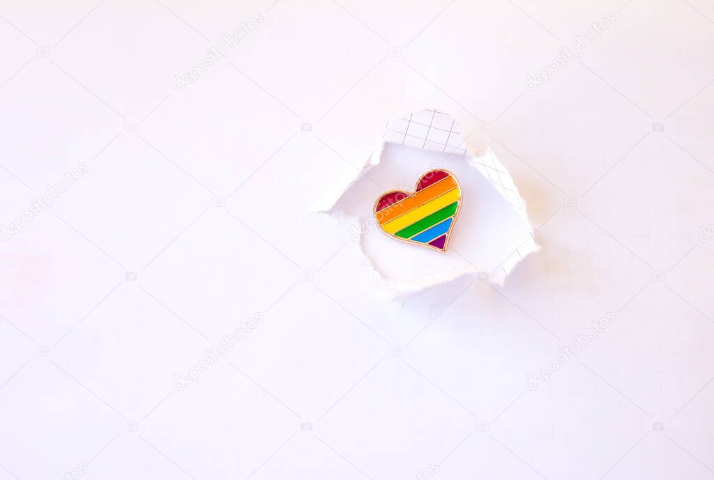 concept of gay pride, LGBT. heart sign with LGBT gay pride, heart with a rainbow flag