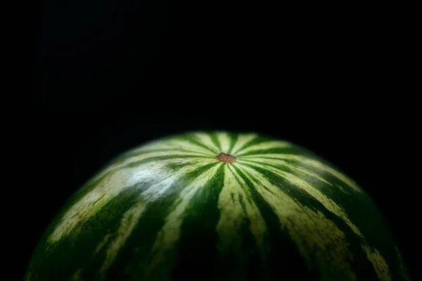 Striped Green Watermelon Black Background — Stock Photo, Image