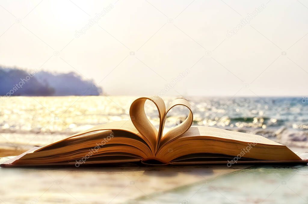 Open book with heart shaped pages. valentine's day concept. symbol of love 