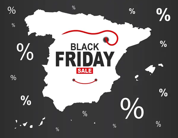 Mapa de Black Friday - Espanha branco — Vetor de Stock