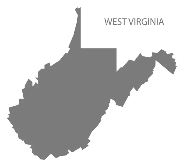 West Virginia USA Mapa cinzento —  Vetores de Stock