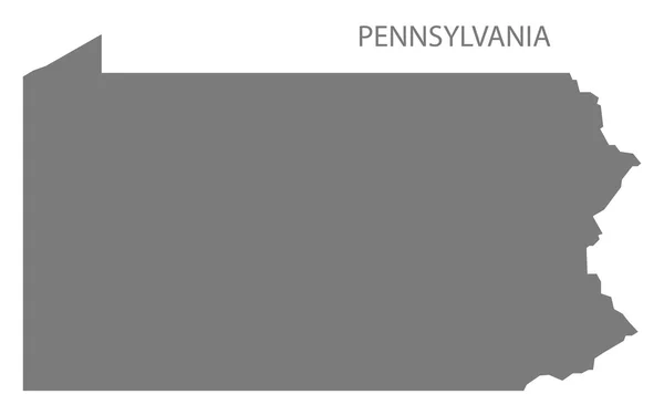 Pensilvania USA Mapa gris — Vector de stock